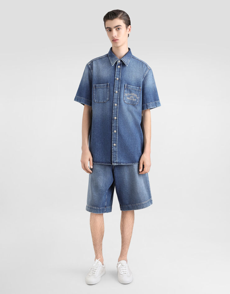 Dolce & Gabbana Denim shirt with logo Multicolor G5MQ8ZG8MK5