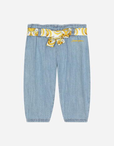 Dolce & Gabbana Denim pants with majolica-print belt Print L23Q34FI5KS