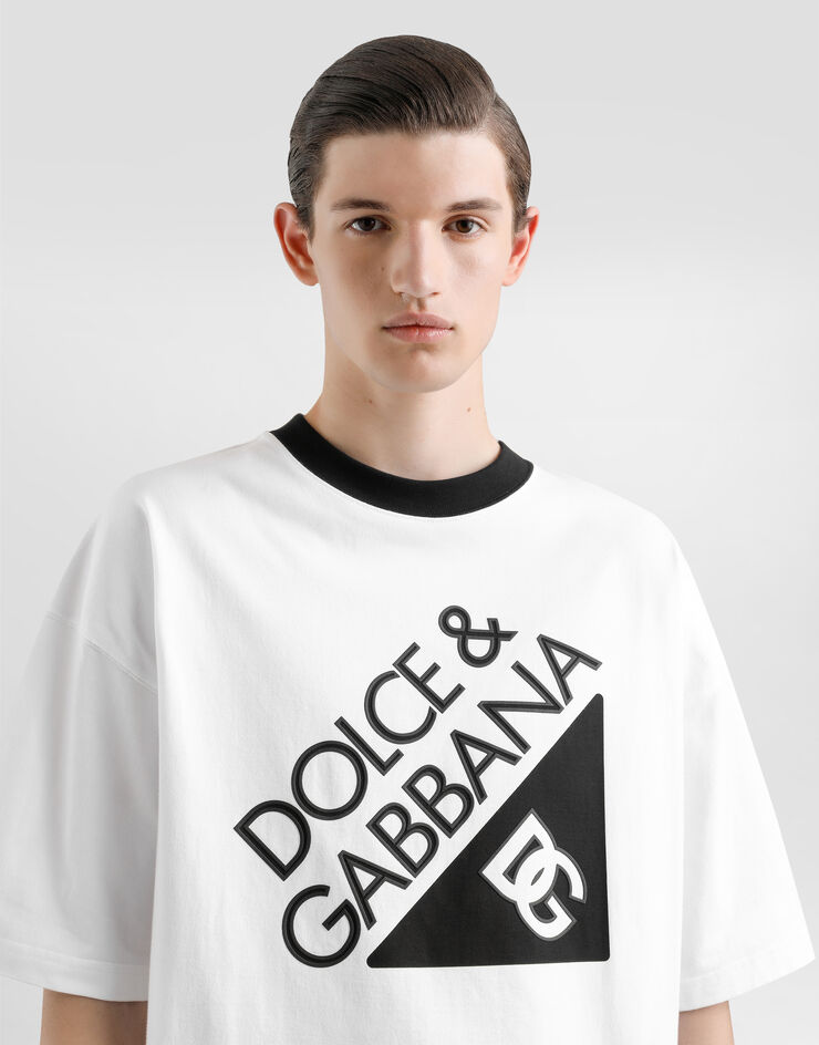 Dolce & Gabbana Camiseta de algodón con logotipo Blanco G8SH6TG7O5W
