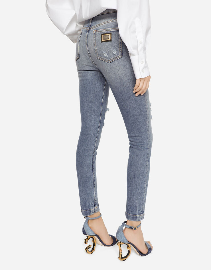 Dolce & Gabbana Stretch denim Audrey jeans with rips Azure FTAH6DG8EE8