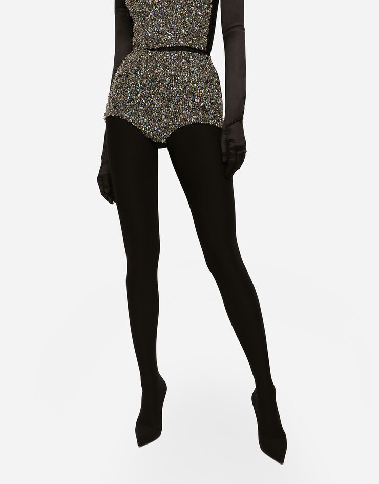 Dolce & Gabbana KIM DOLCE&GABBANA High-waisted panties with all-over rhinestone embellishment Multicolor FTCU8ZGDBOJ