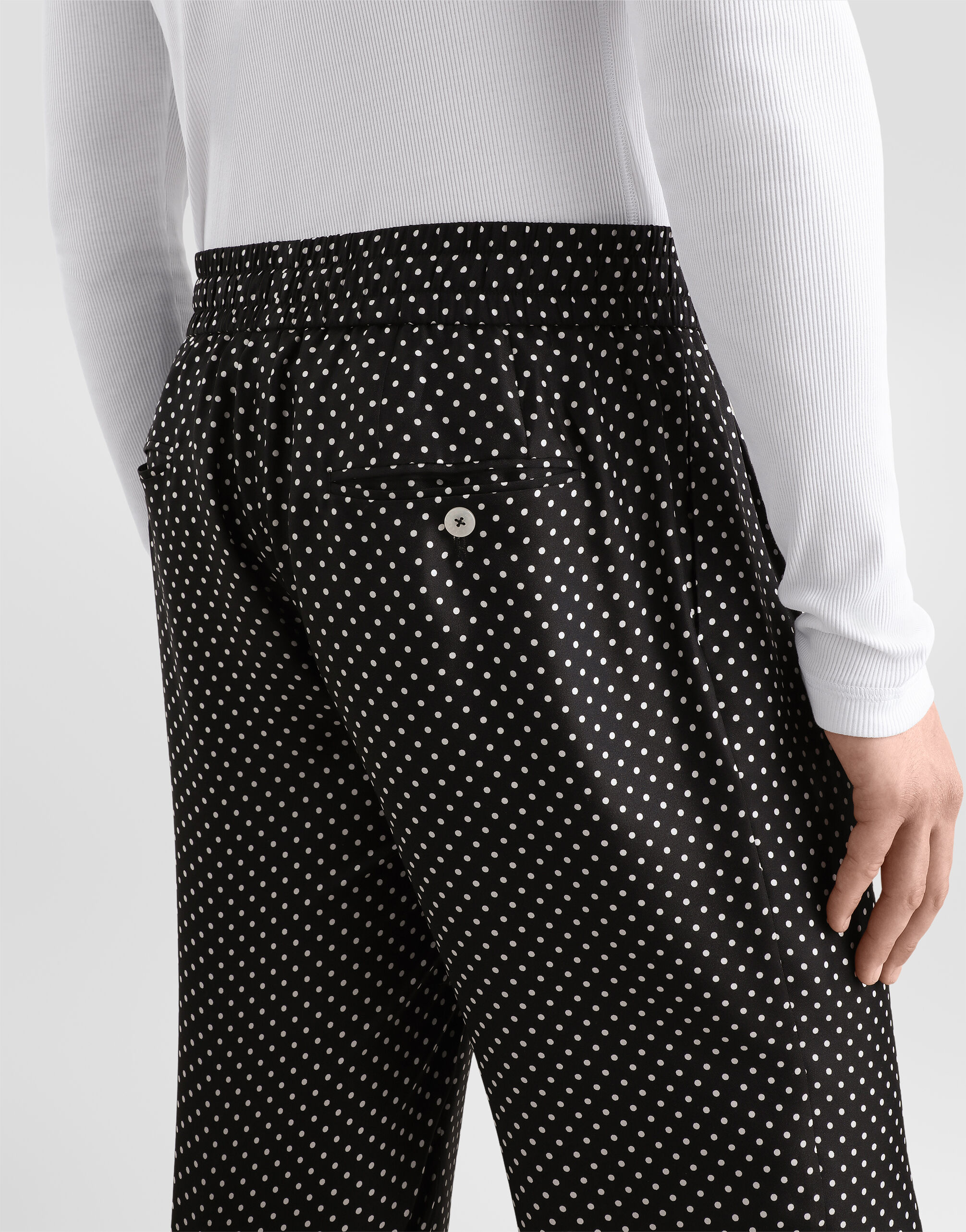 Polka dot-print silk twill trousers in Multicolor for Men