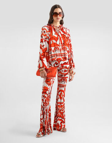 Dolce & Gabbana Majolica-print organzine top Multicolor F7BS4TFS8DR