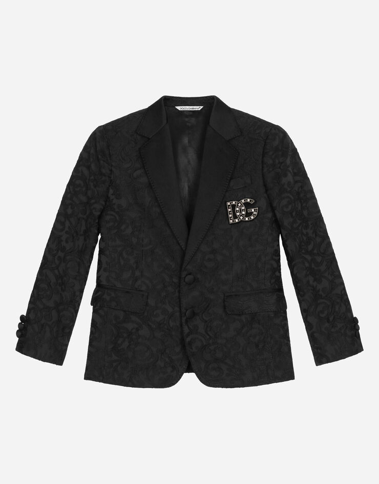 Dolce & Gabbana Einreihige Jacke aus Jacquard Schwarz L41J77FJRDI