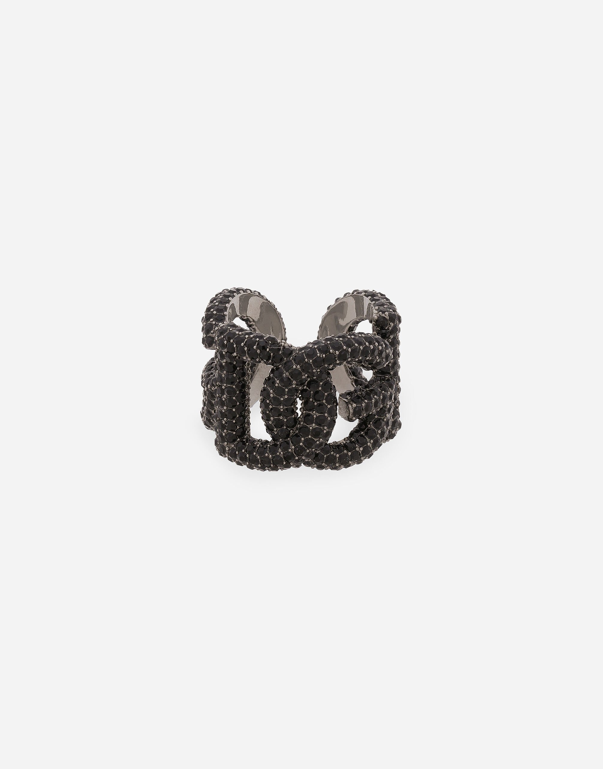 Dolce & Gabbana Rhinestone-detailed logo ring Black BJ0820AP599