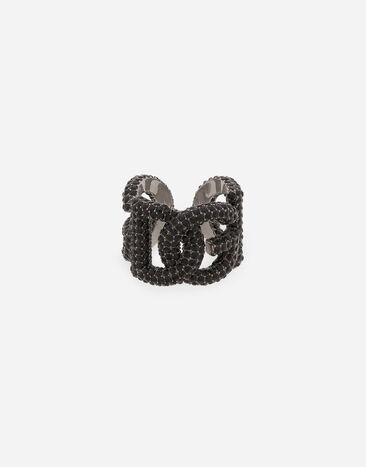 Dolce & Gabbana Anillo con logotipo de strass Negro WRQ1X3W1111