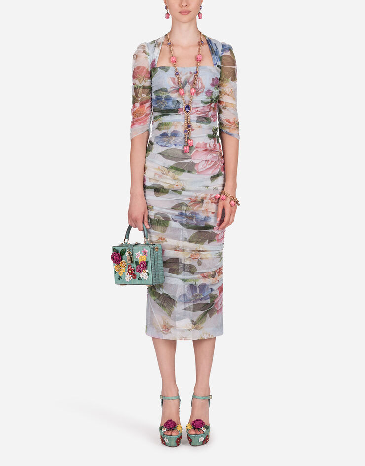 Dolce & Gabbana FLORAL-PRINT TULLE MIDI DRESS FLORAL PRINT F6XD3TFSEHI