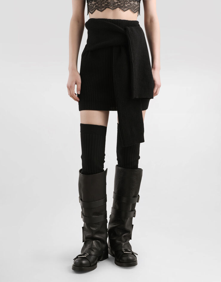 Dolce & Gabbana Wool knit skirt Black FXO35TJDVDU
