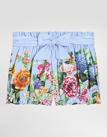 Dolce & Gabbana Striped poplin shorts with floral print Print L23Q30FI5K7