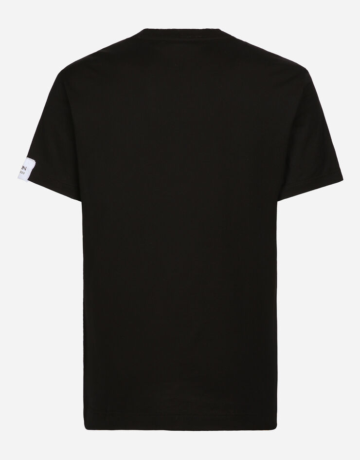 Dolce & Gabbana Cotton round-neck T-shirt with patch Black G8QI4TFU7EQ