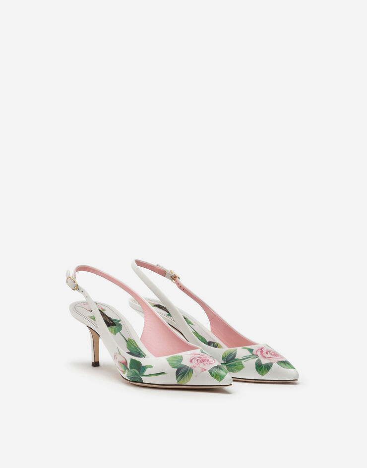 Dolce & Gabbana POLISHED CALFSKIN TROPICAL ROSE PRINT SLINGBACKS Dolce & Gabbana POLISHED CALFSKIN TROPICAL ROSE PRINT SLINGBACKS STAMPA FLOREALE CG0180AJ730