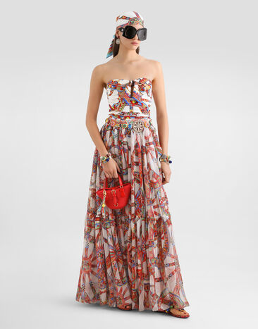 Dolce & Gabbana Carretto-print charmeuse top Multicolor F7BR9TIS136
