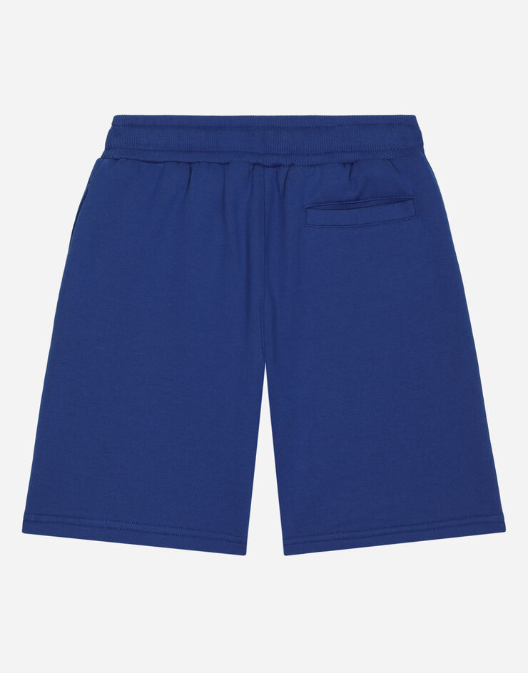 DolceGabbanaSpa Jersey jogging shorts with logo tag Blue L4JQR1G7J3D