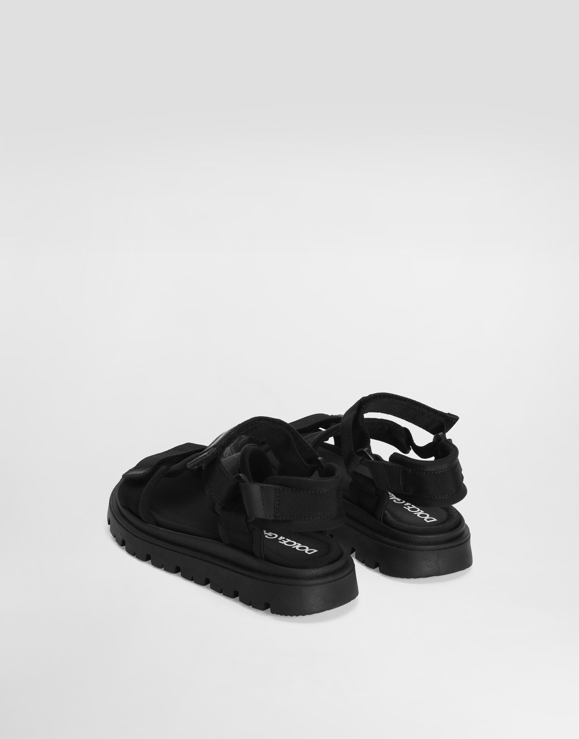 Blackのメンズ Fabric and nappa calfskin sandals | Dolce&Gabbana®