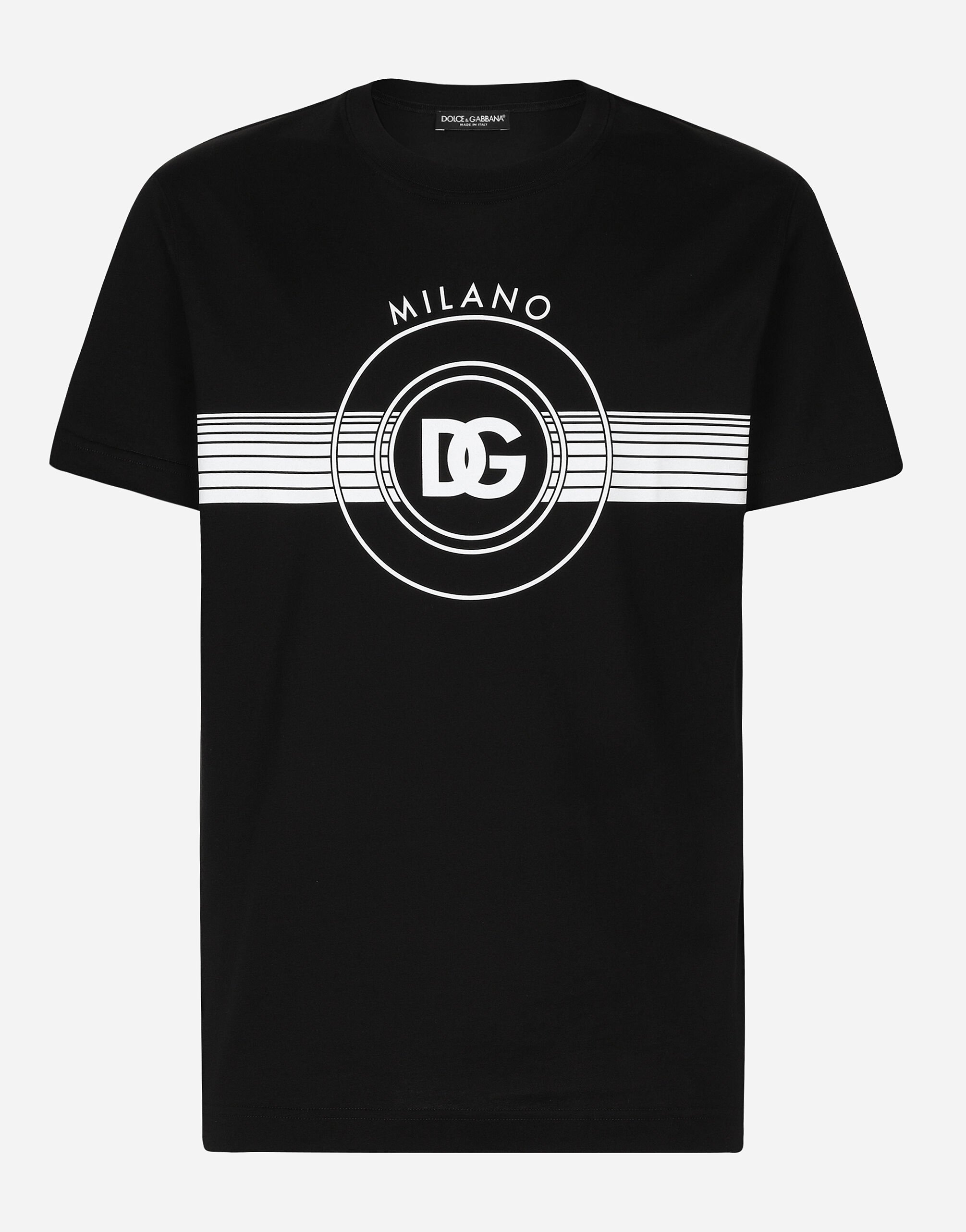 Dolce & Gabbana T-shirt manica corta in cotone stampa DG Multicolore GXZ11TJBSHI