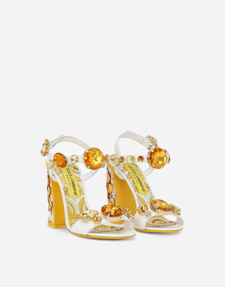 Dolce & Gabbana Patent leather sandals with stone embellishment and painted heel White CR1354AT848