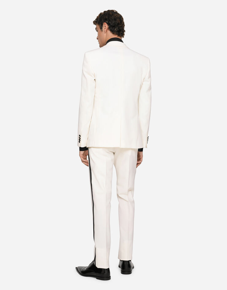 Dolce & Gabbana Stretch wool tuxedo pants White GYA5MTFUBE7