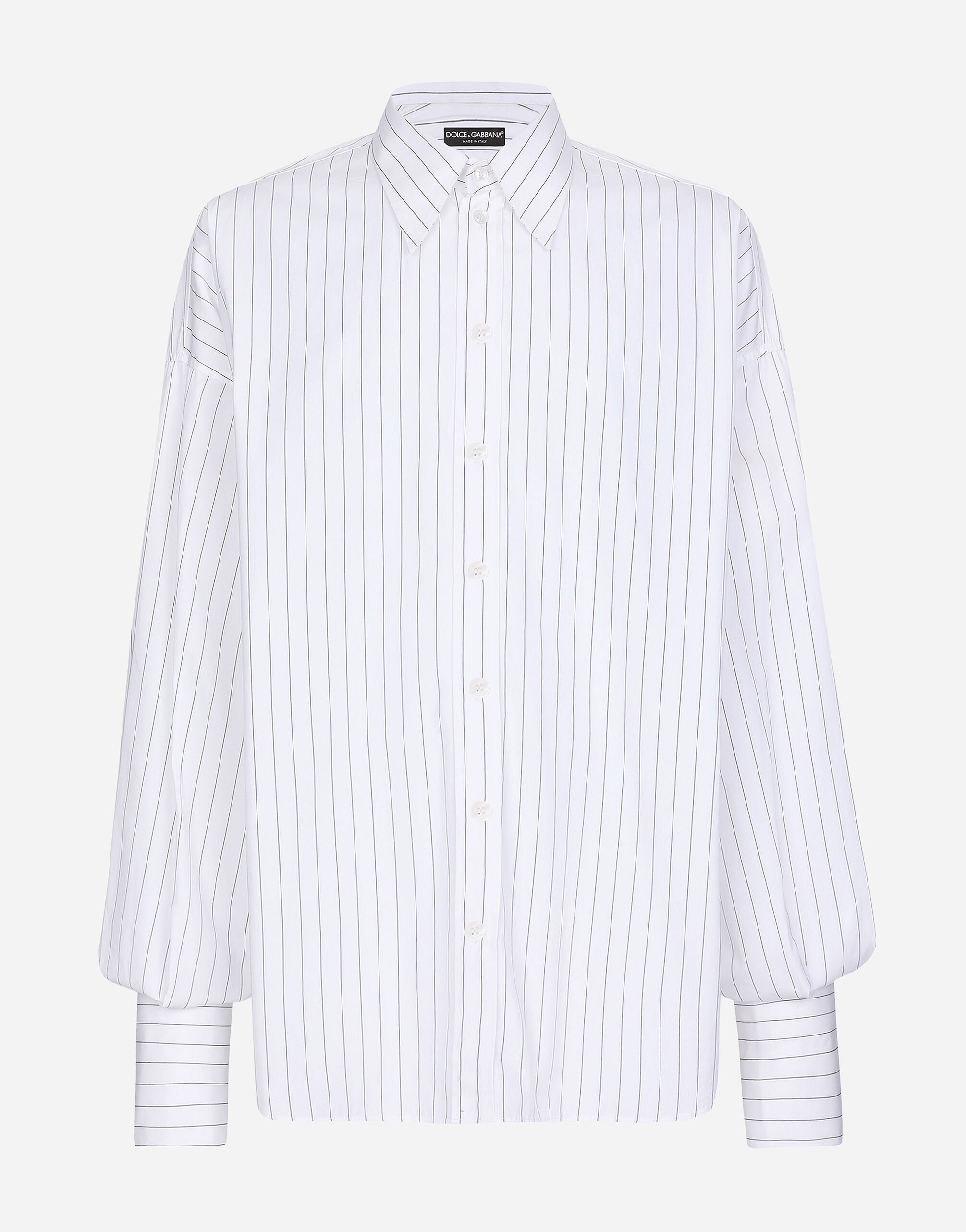 Dolce & Gabbana Super-oversize striped poplin shirt Brown G2SJ0THUMG4