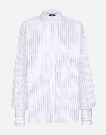 Dolce & Gabbana Super-oversize striped poplin shirt Black GXH18TJCML1