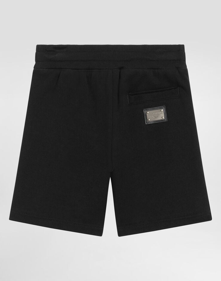 Dolce & Gabbana Jersey jogging shorts with logo tag Black L4JQD4G7I2P