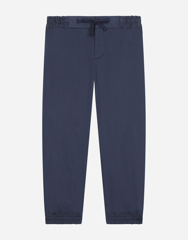 Dolce & Gabbana Pantalón de gabardina elástica con placa con logotipo Azul L44P32G7M4D