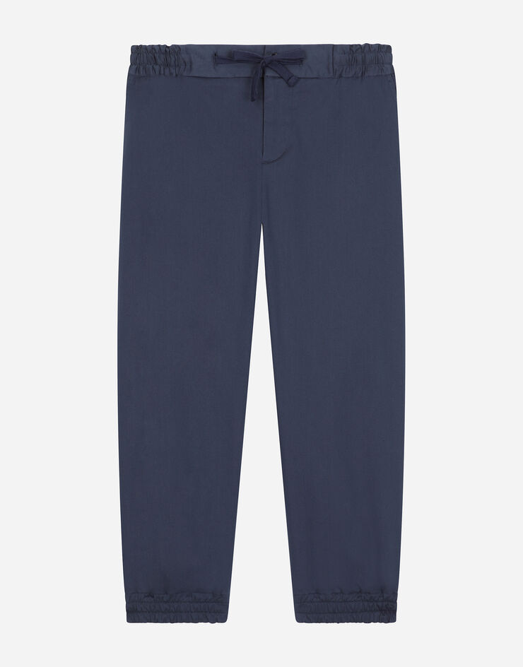 Dolce & Gabbana Pantalón de gabardina elástica con placa con logotipo Azul L44P32G7M4D