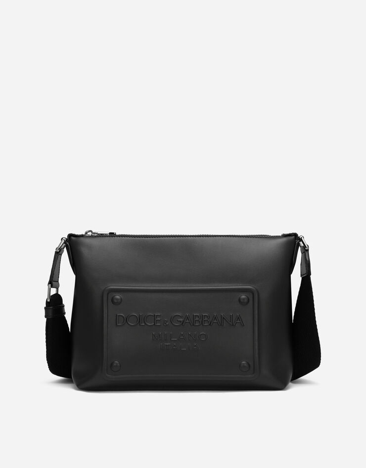 Dolce & Gabbana Bolso bandolera en piel de becerro con logotipo en relieve Noir BM2265AG218