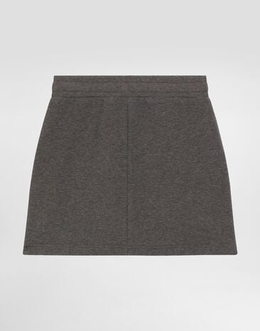 Dolce & Gabbana Fleece skirt with logo print Grey L5JIB7G7PSB