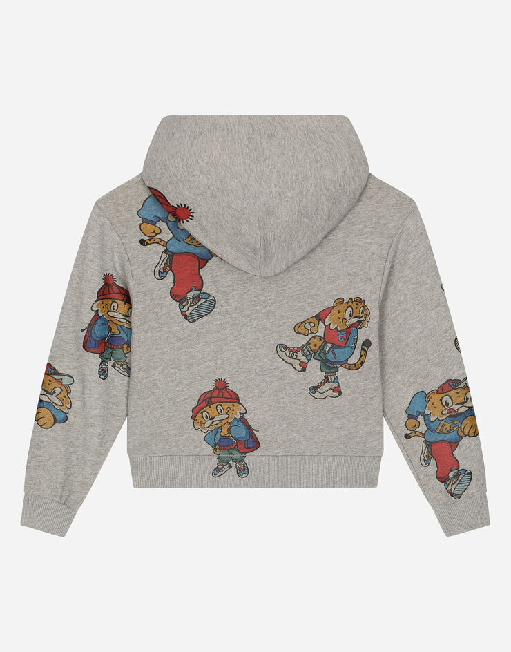 DolceGabbanaSpa Hoodie with mascot print and logo tag Grey L4JWHQG7JT1