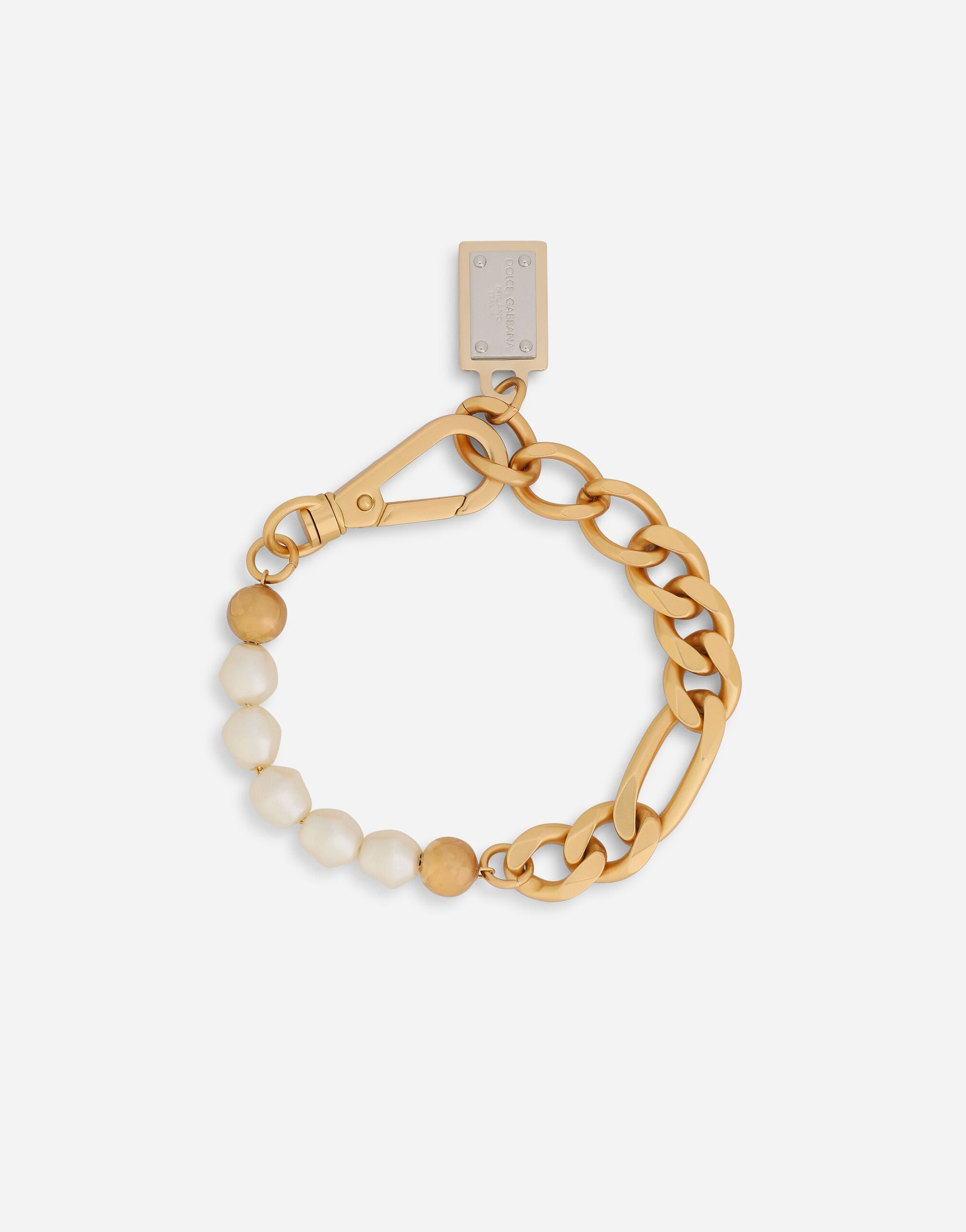 Dolce & Gabbana Link bracelet with DG-logo pearls Silver WBN5W1W1111