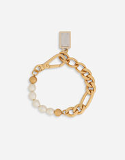 Dolce & Gabbana Link bracelet with DG-logo pearls Black BJ0820AP599