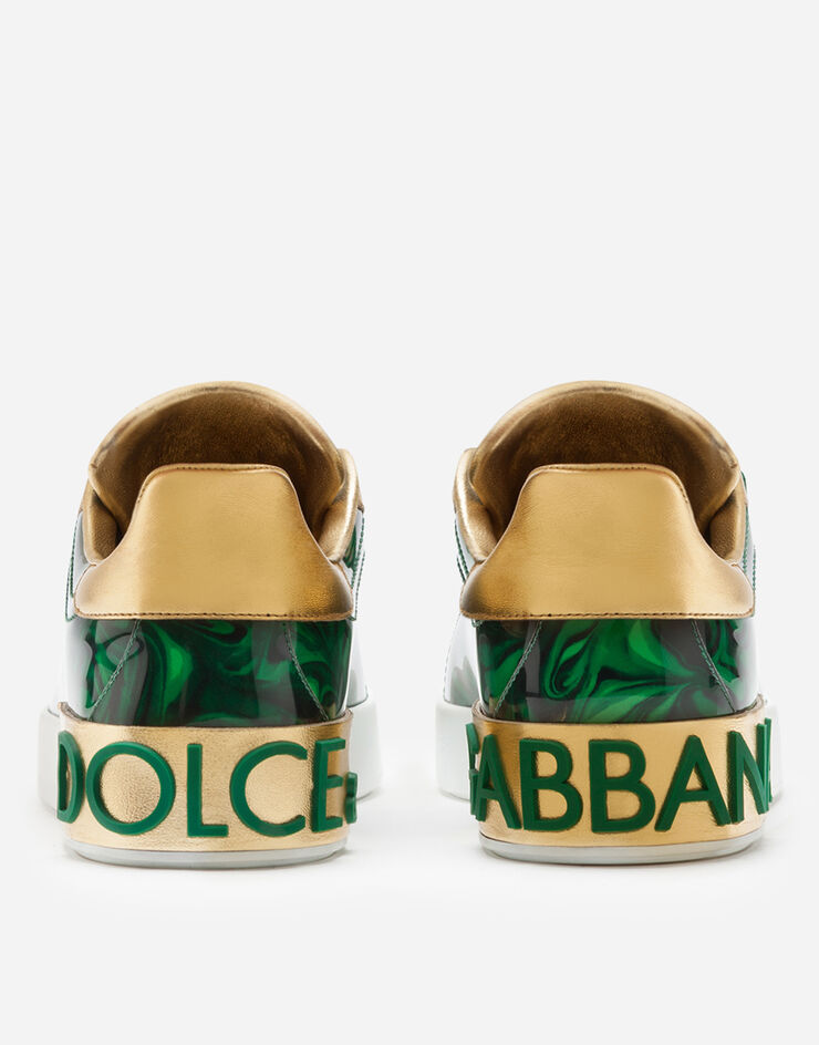 Dolce & Gabbana Patent leather malachite print Portofino sneakers VERDE CK1544AJ550
