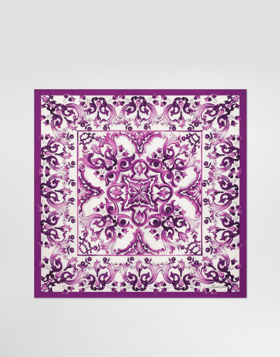 Majolica-print silk twill foulard