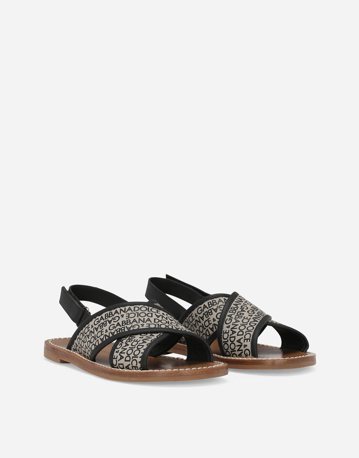 Dolce & Gabbana Sandale aus Canvas mit Dolce&Gabbana-Logoprint Beige DA5244A4352