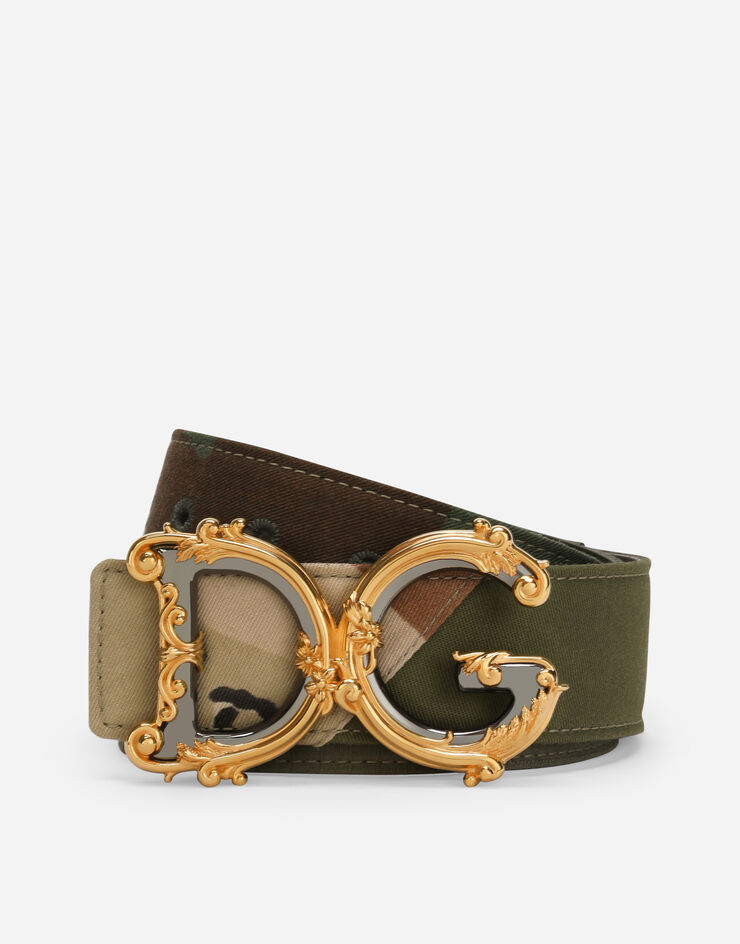 Dolce & Gabbana Camouflage patchwork belt with baroque DG logo Multicolor BE1517AY682