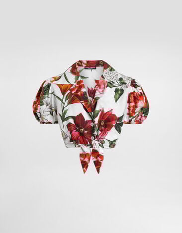 Dolce & Gabbana Flower-print poplin shirt Print F5T66THS5TQ