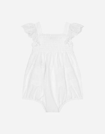 Dolce & Gabbana PLAYSUIT IN COTTON WITH LACE DETAILING WHITE L21O62G7RZJ