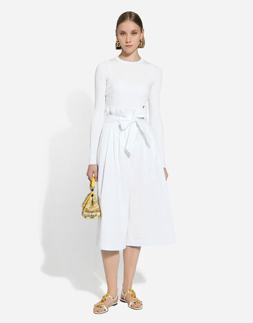 Dolce & Gabbana Ribbed viscose sweater with metal DG logo pin White FXX32TJFMDH