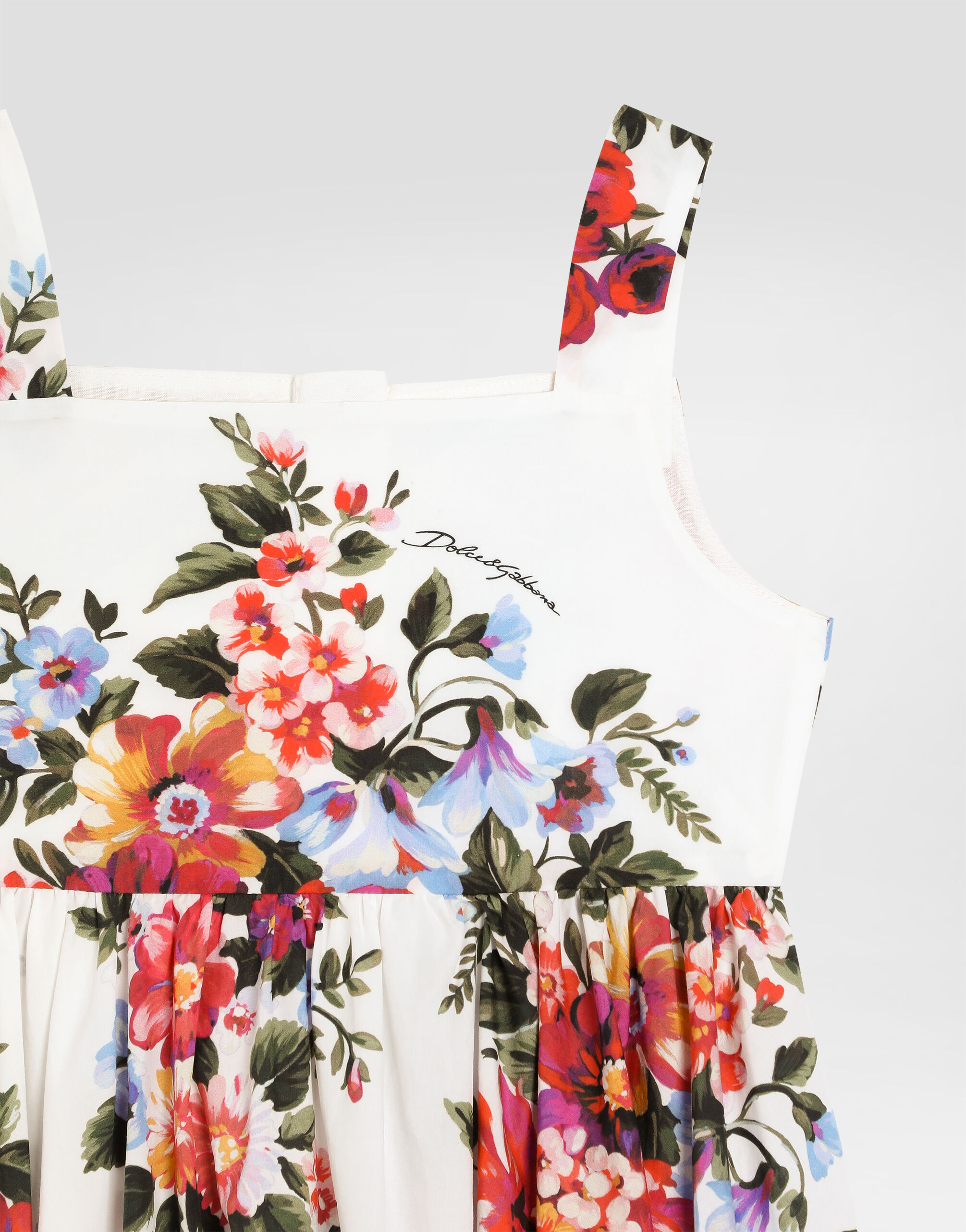 DOLCE&GABBANA ポピーサークル ポプリンドレス 花柄 42 Multicolorのガールズ フラワー ブーケ プリント ポプリン ドレス