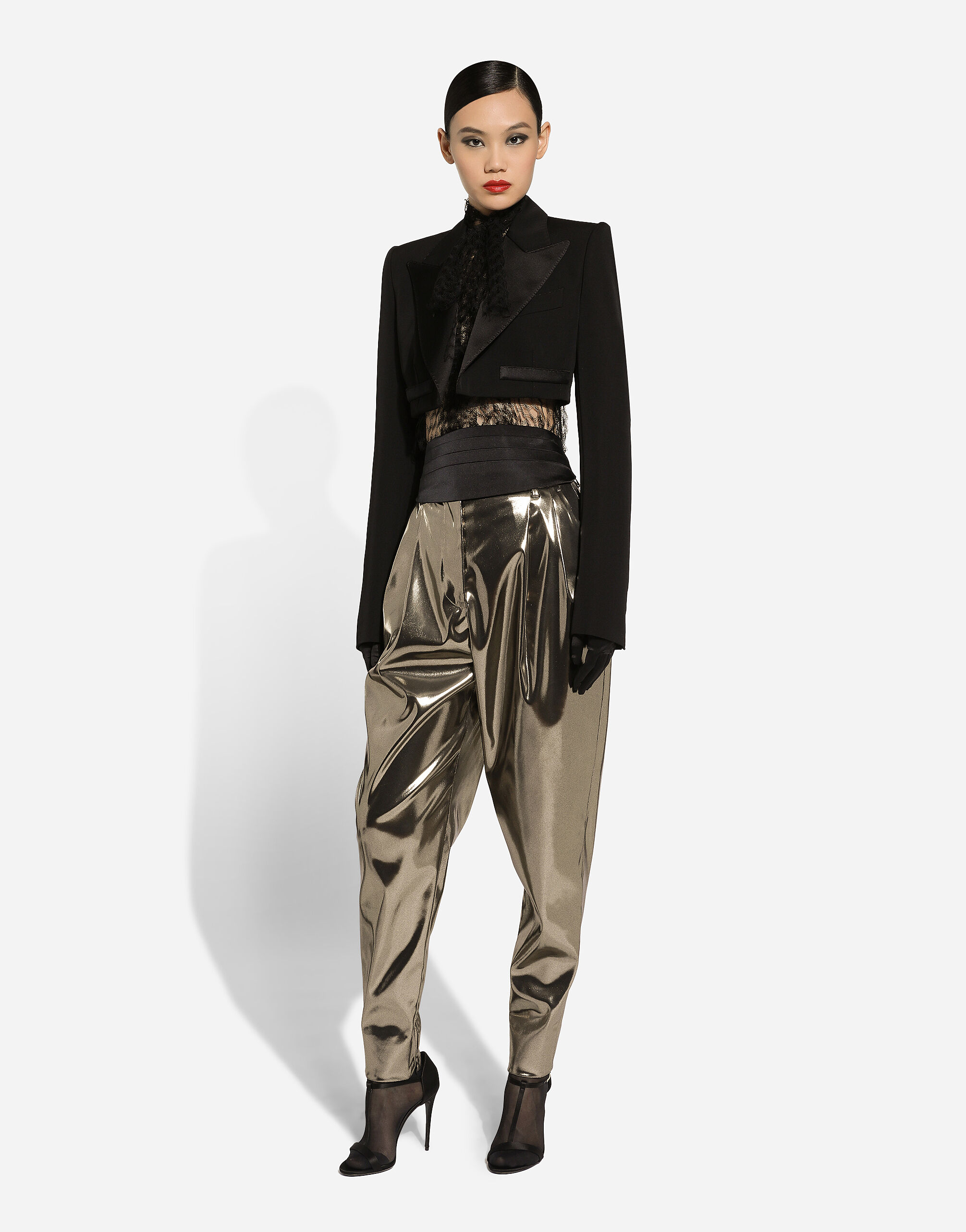 【関税&送料込】Dolce & Gabbana Dolce Gabbana Stretch Satin Foiled stretch satin pants in Gold for Women | Dolce&Gabbana® US