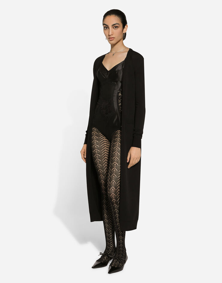 Dolce & Gabbana بودي ساتان ودانتيل كورسيه أسود F7AC8TGDCL9