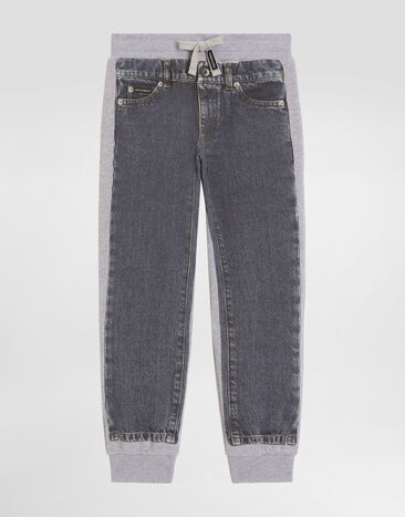 Dolce & Gabbana Fleece trousers with denim-effect print Multicolor L4JPING7PVD