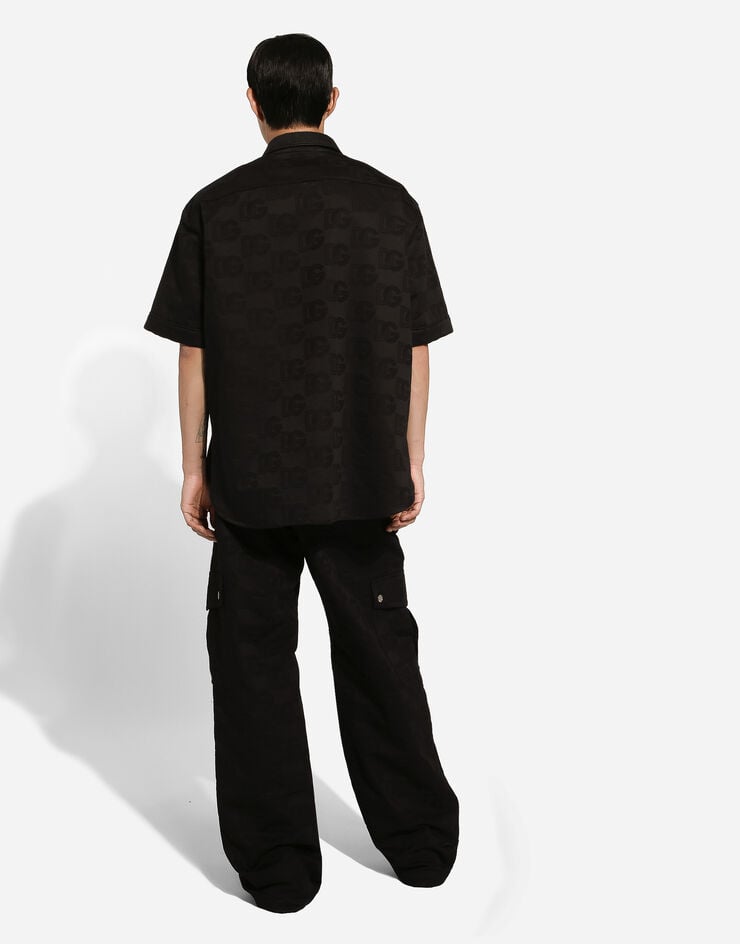 Dolce & Gabbana Cotton jacquard shirt with DG Monogram Black G5KF1TFJ6BR