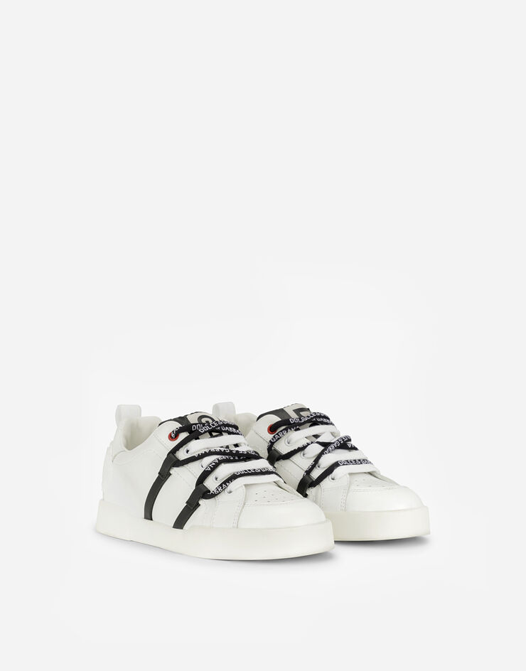 Dolce & Gabbana Portofino light sneakers in rubber calfskin BIANCO/NERO DA0783AX053