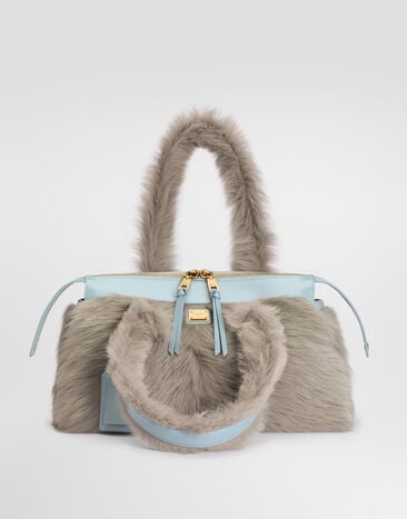 Dolce & Gabbana Vittoria shoulder bag in shearling and calfskin Multicolor BB7953A0736