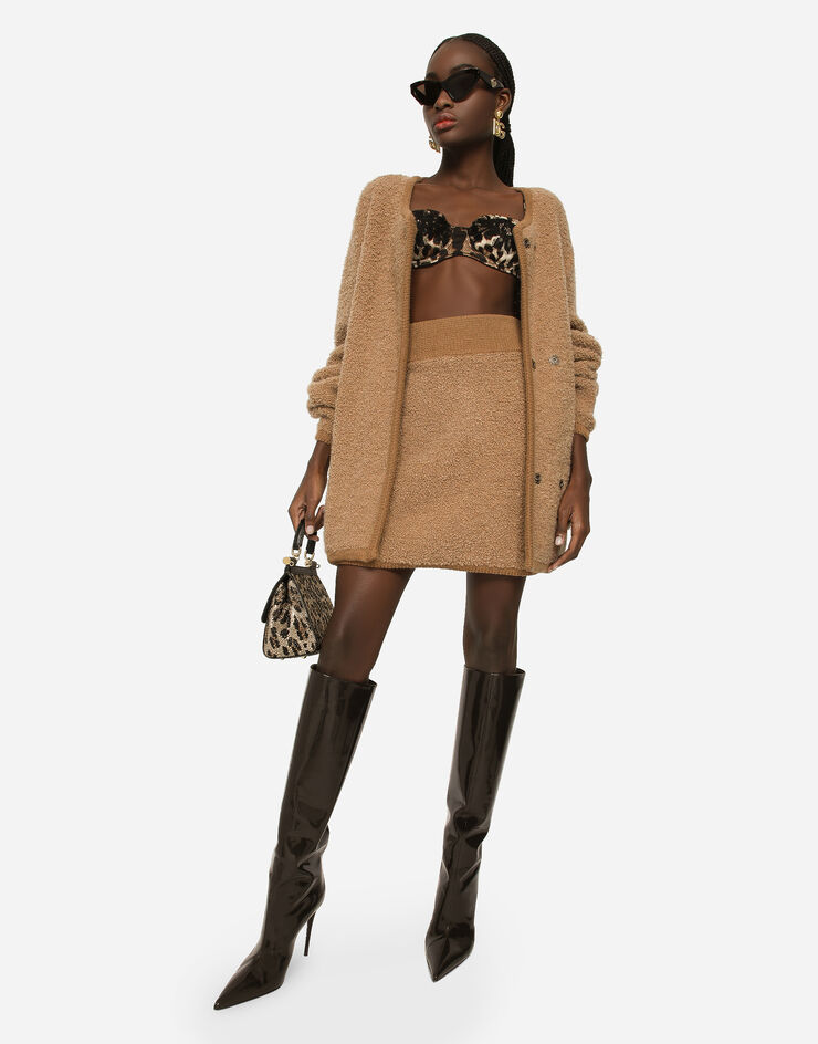 Dolce & Gabbana Short cashmere and alpaca wool skirt Multicolor FXL95TJFMR3