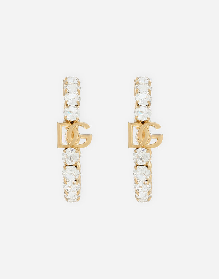 Dolce & Gabbana Creolla earrings with DG logo and rhinestones Gold WEN6L2W1111
