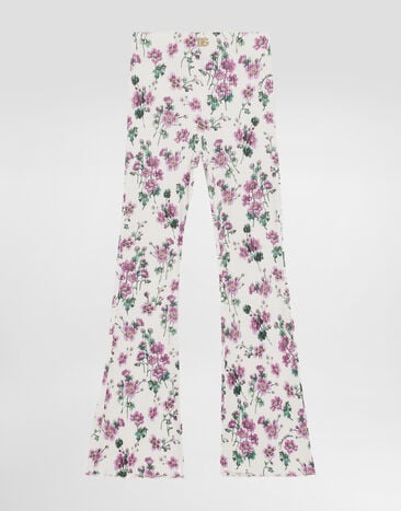 Dolce & Gabbana Pantaloni in jersey a costine stampa violette Stampa L5JPD8HS7QZ