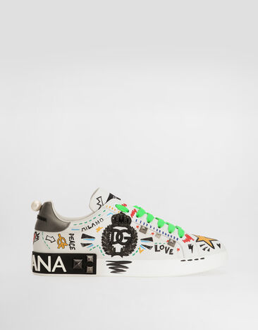 Dolce & Gabbana Calfskin Portofino sneakers with embroidery and studs Multicolor CS1772AH502