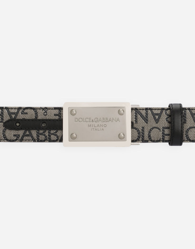 Dolce&Gabbana Gürtel aus beschichtetem Jacquard mit Logoplakette Mehrfarbig BC4824AJ705